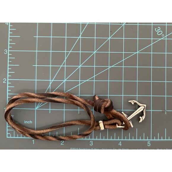 James Avery Retired Sterling Silver Anchor Hook Leather 3” Bracelet - Picture 2 of 4